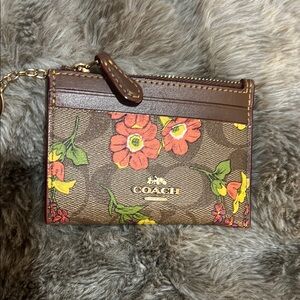 Coach Brown Floral Card Holder